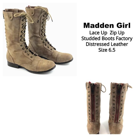 Madden Girl Shoes - Madden Girl Lace Up Zip Up Brown Galeriaa Boots size 6.5